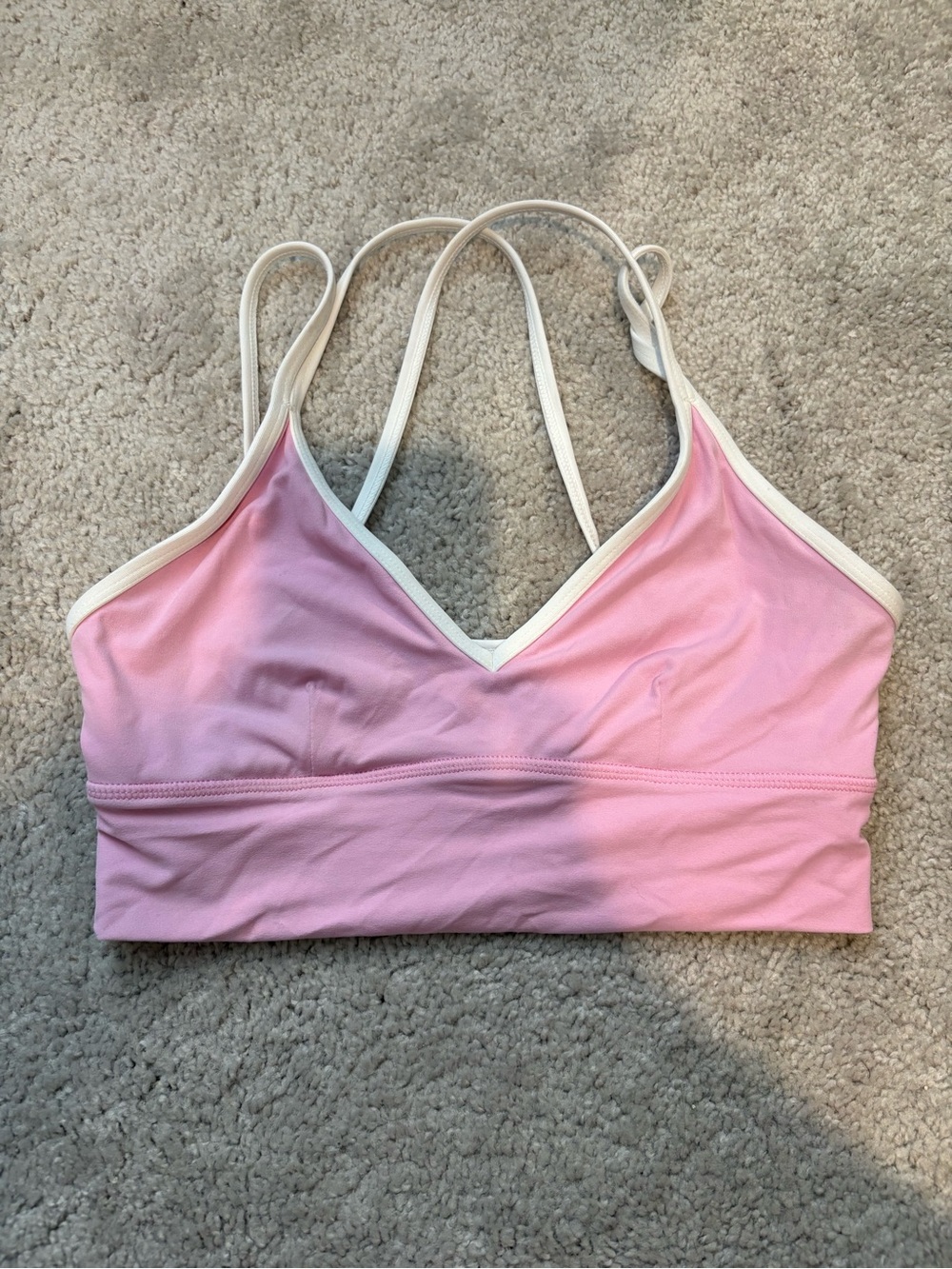 Target Pink V-Neck Sports Bralette with Cream Trim